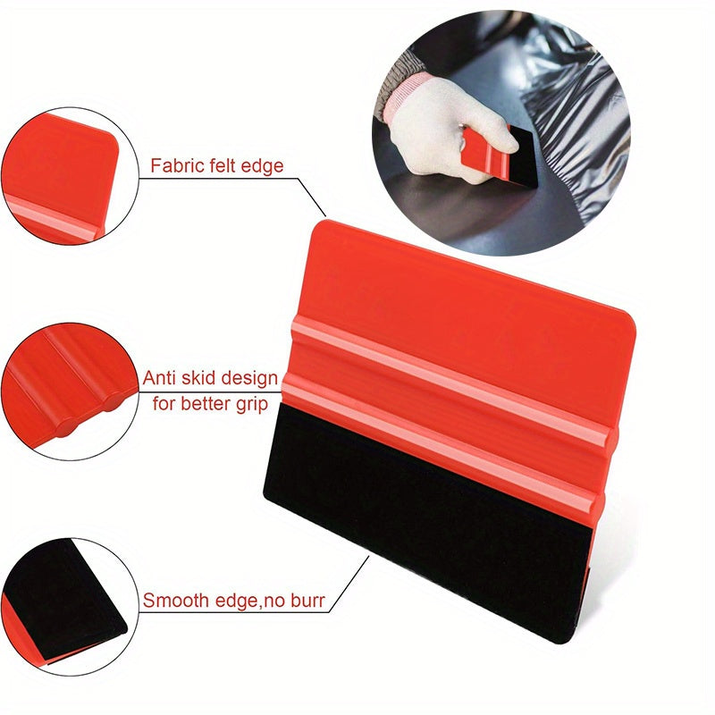 10pcs/14pcs Red Vinyl Wraps Accessories Tool Kit - Car Wrapping & Window Tinting Squeegee, Craft Knife, Blades & Felt Set | Professional Bubble-Free Film Installation Tools