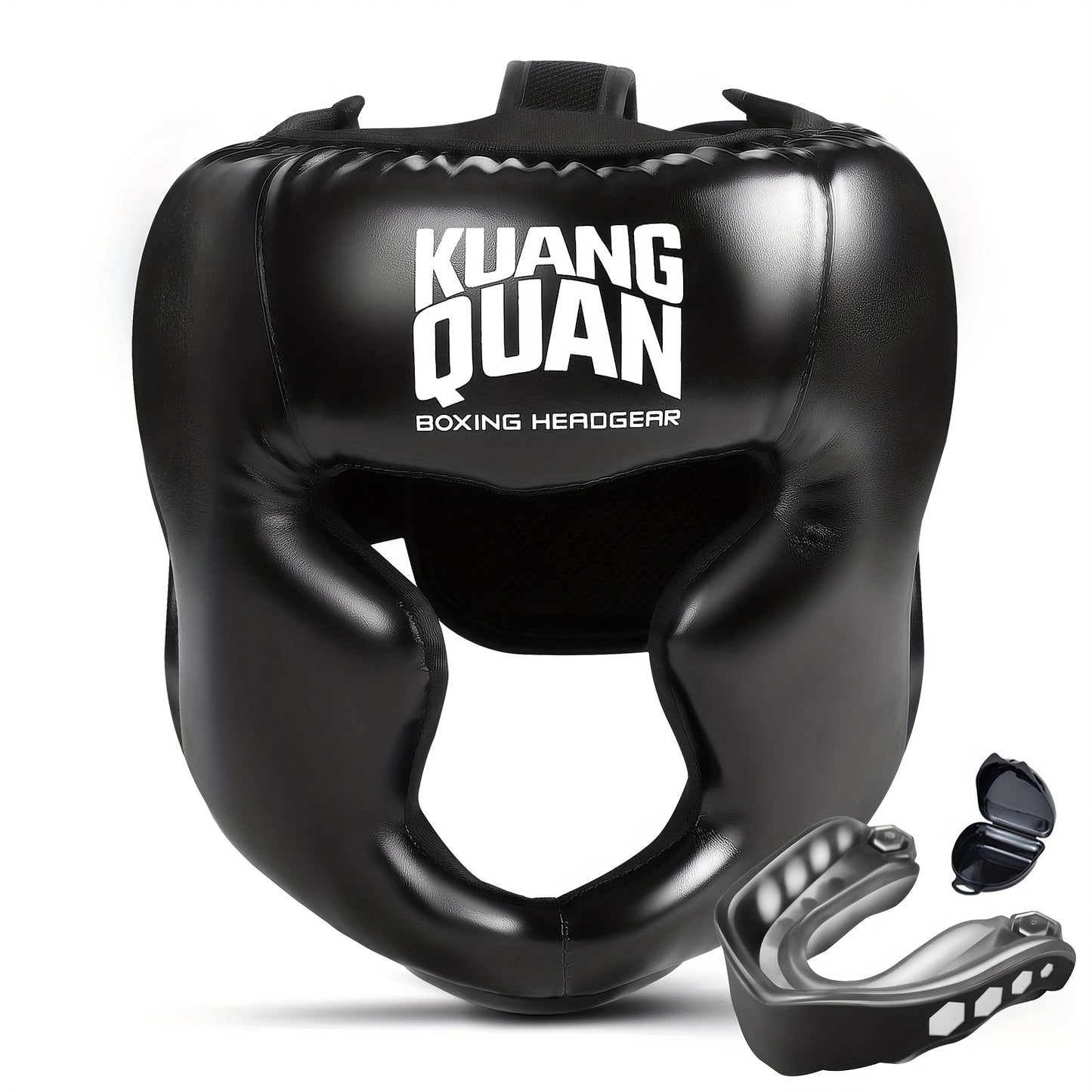 Boxing Headgear with Attached Tooth Protector - Lightweight, Adjustable Strap Closure, -Resistant Martial Arts Helmet for MMA, Thai Boxing, Karate, Taekwondo, Professional & Amateur Training - Dental Headgear, Combat Gear, Sl