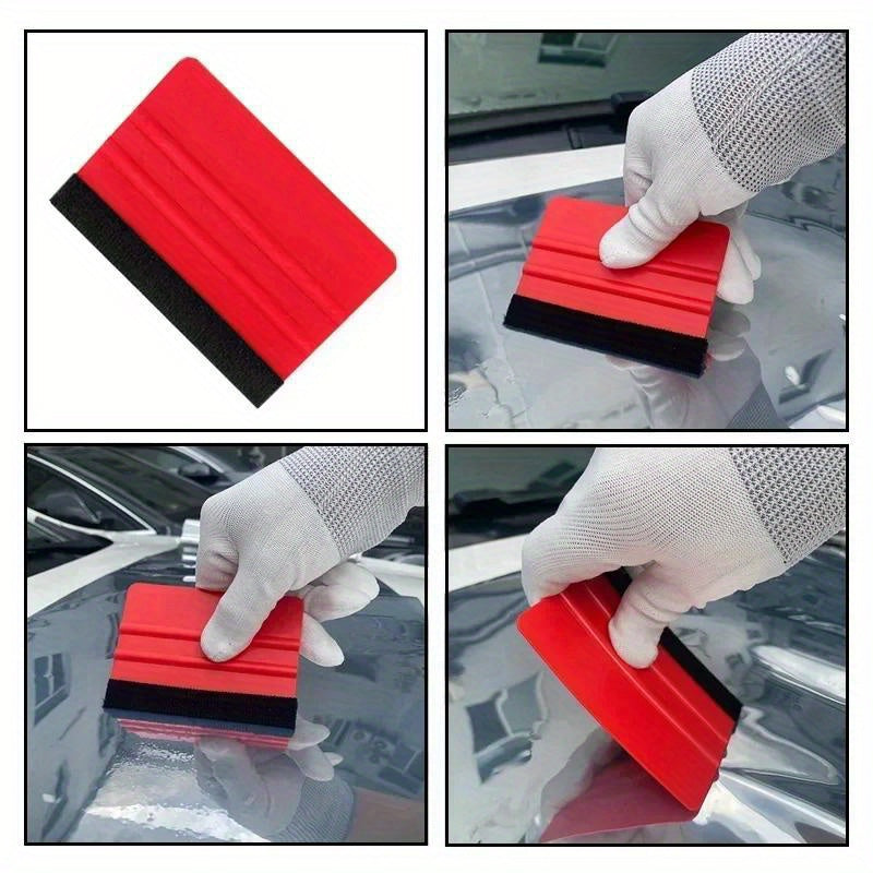 10pcs/14pcs Red Vinyl Wraps Accessories Tool Kit - Car Wrapping & Window Tinting Squeegee, Craft Knife, Blades & Felt Set | Professional Bubble-Free Film Installation Tools