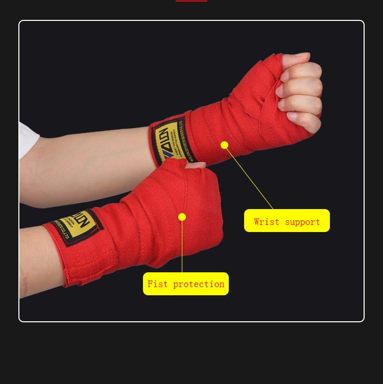 Boxing Hand Wraps - Heavy-Duty Training Bandages with Closure, Non-Slip Grip for Boxing, Muay Thai, Taekwondo, MMA, Kickboxing - Professional & Amateur Fighters - Red/White/Black Colors Available - Ideal for Gym, Competition,