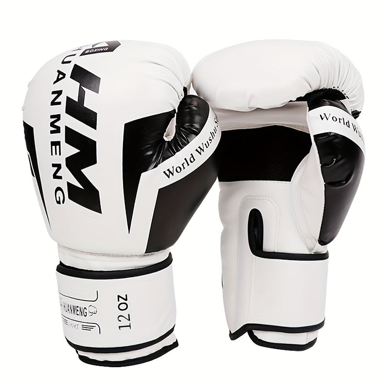 Men's & Women's Boxing & Martial Arts Training Gloves - Shock-Absorbing Heavy-Duty Taekwondo Gloves with Reinforced Wrist, White/Black/Red Design, Breathable for Sparring, Fighting, Fitness - Beginner/Advanced Combat Sports E