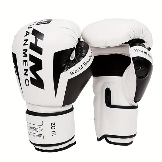 Men's & Women's Boxing & Martial Arts Training Gloves - Shock-Absorbing Heavy-Duty Taekwondo Gloves with Reinforced Wrist, White/Black/Red Design, Breathable for Sparring, Fighting, Fitness - Beginner/Advanced Combat Sports E