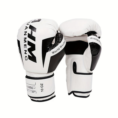 Men's & Women's Boxing & Martial Arts Training Gloves - Shock-Absorbing Heavy-Duty Taekwondo Gloves with Reinforced Wrist, White/Black/Red Design, Breathable for Sparring, Fighting, Fitness - Beginner/Advanced Combat Sports E
