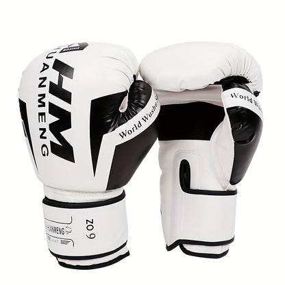 Men's & Women's Boxing & Martial Arts Training Gloves - Shock-Absorbing Heavy-Duty Taekwondo Gloves with Reinforced Wrist, White/Black/Red Design, Breathable for Sparring, Fighting, Fitness - Beginner/Advanced Combat Sports E