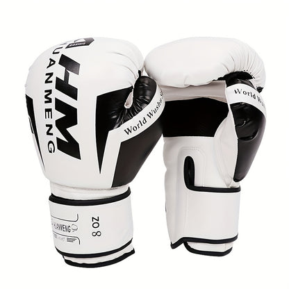 Men's & Women's Boxing & Martial Arts Training Gloves - Shock-Absorbing Heavy-Duty Taekwondo Gloves with Reinforced Wrist, White/Black/Red Design, Breathable for Sparring, Fighting, Fitness - Beginner/Advanced Combat Sports E