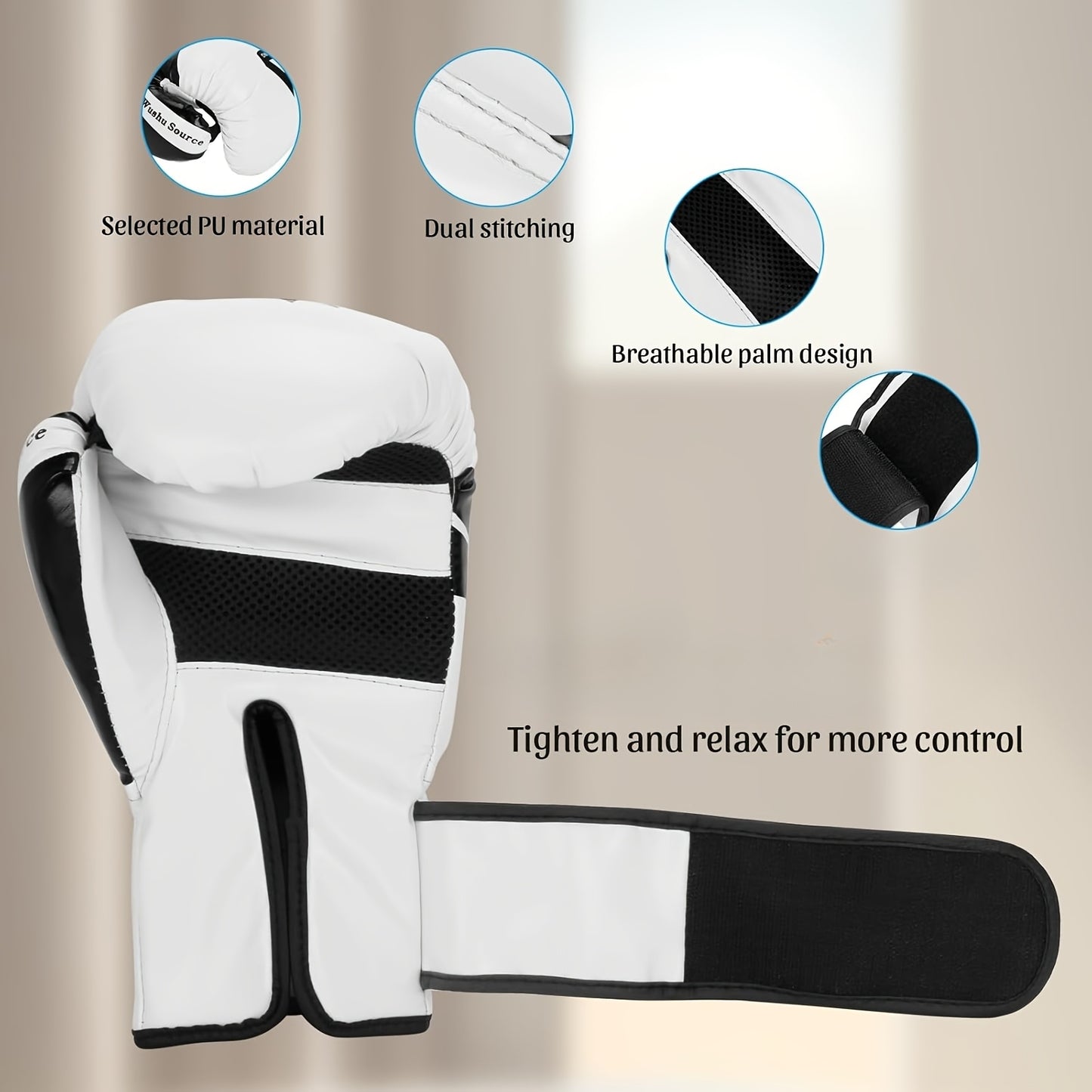 Men's & Women's Boxing & Martial Arts Training Gloves - Shock-Absorbing Heavy-Duty Taekwondo Gloves with Reinforced Wrist, White/Black/Red Design, Breathable for Sparring, Fighting, Fitness - Beginner/Advanced Combat Sports E