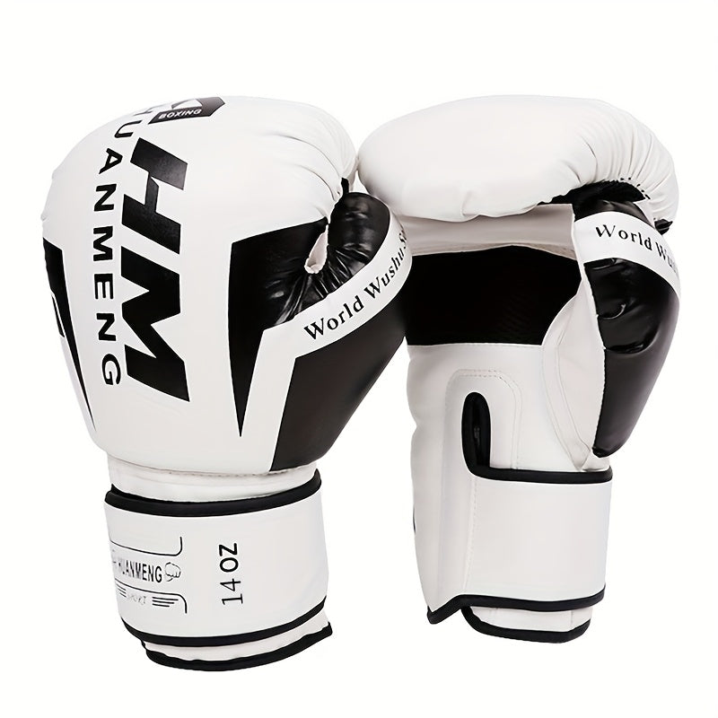 Men's & Women's Boxing & Martial Arts Training Gloves - Shock-Absorbing Heavy-Duty Taekwondo Gloves with Reinforced Wrist, White/Black/Red Design, Breathable for Sparring, Fighting, Fitness - Beginner/Advanced Combat Sports E