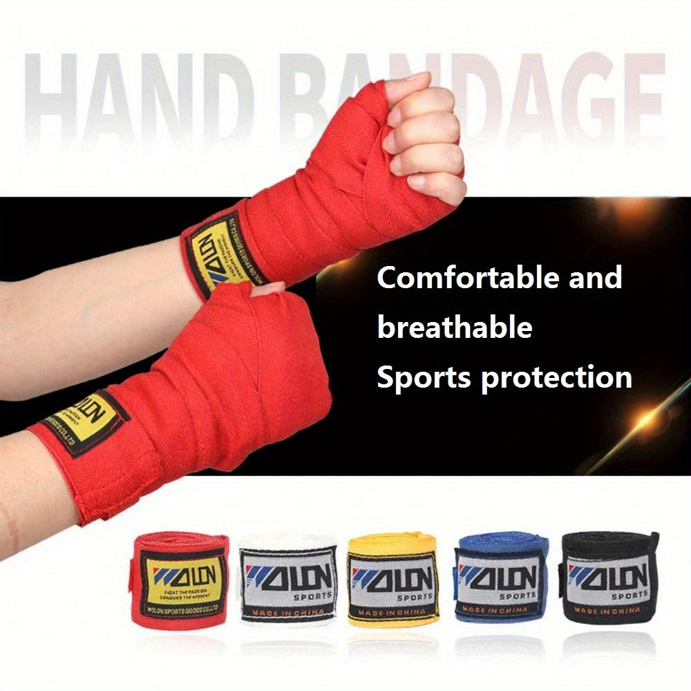 Boxing Hand Wraps - Heavy-Duty Training Bandages with Closure, Non-Slip Grip for Boxing, Muay Thai, Taekwondo, MMA, Kickboxing - Professional & Amateur Fighters - Red/White/Black Colors Available - Ideal for Gym, Competition,